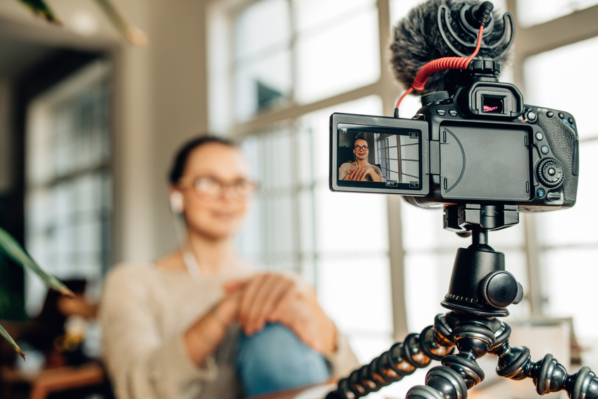 Female Blogger Recording